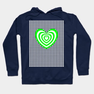 Green and White Love Hearts Hoodie